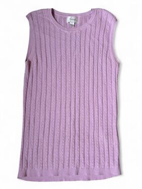 Foxcroft Lavender Cable Knit Sleeveless Top